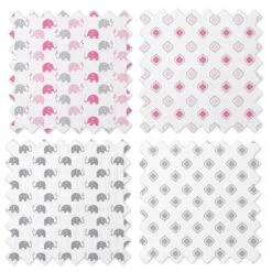 Bacati - Elephants Pink/Gray Muslin Swaddling Blankets Set Of 4 -Love To Dream Baby Shop GUEST 55dfe122 3387 4f91 9500 c7901b5ec443