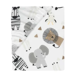 Lambs & Ivy Jungle Safari Cotton White/Gray Elephant/Lion Fitted Mini Crib Sheet -Love To Dream Baby Shop GUEST 57b2ce8e fac9 411d 974f cf3e9a8c88fe