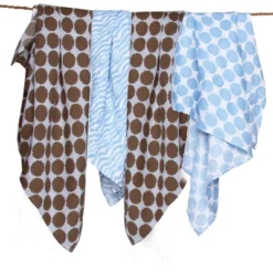 Bacati - Ikat Blue/Chocolate Swaddling Muslin Blankets Set Of 4 -Love To Dream Baby Shop GUEST 580a7005 5fa9 423a a7bd a6b07441f14b