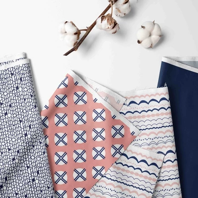 Bacati - Olivia Long Crib Rail Guard Cover Coral/Navy 3 Bacati - Olivia Long Crib Rail Guard Cover Coral/Navy