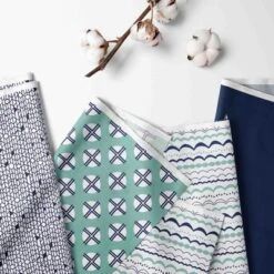 Bacati - Noah Long Crib Rail Guard Cover Mint/navy