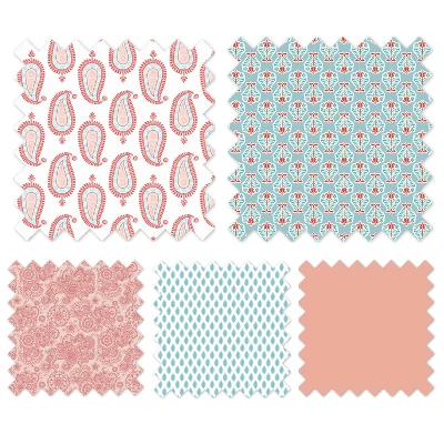 Bacati - Sophia Paisley Aqua/Coral Floret Changing Pad Cover 10 Bacati - Sophia Paisley Aqua/Coral Floret Changing Pad Cover - Image 8