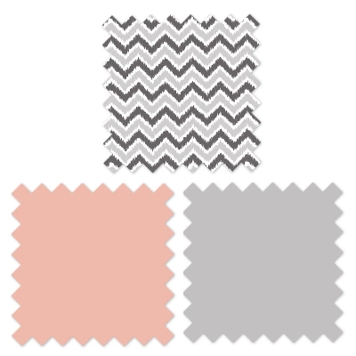 Bacati - Ikat Dots Stripes Coral Grey Girls 4 Pc Crib Set With 2 Muslin Swaddle Blankets 7 Bacati - Ikat Dots Stripes Coral Grey Girls 4 Pc Crib Set With 2 Muslin Swaddle Blankets - Image 5