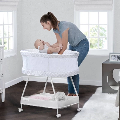 Delta Children Sweet Dreams Bassinet With Airflow Mesh - Gray Infinity 3 Delta Children Sweet Dreams Bassinet With Airflow Mesh - Gray Infinity