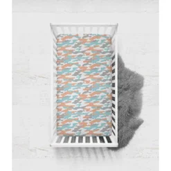 Bacati - Jungle Safari Camo Boys Aqua/Orange Muslin 100 Percent Cotton Muslin Universal Baby US Standard Crib Or Toddler Bed Fitted Sheet -Love To Dream Baby Shop GUEST 623cc2f6 6ea6 430b 87b9 4e29e47d5975