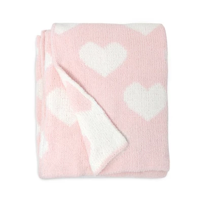 Living Textiles|Chenille Baby Blanket - Pink Hearts 4 Living Textiles|Chenille Baby Blanket - Pink Hearts - Image 2