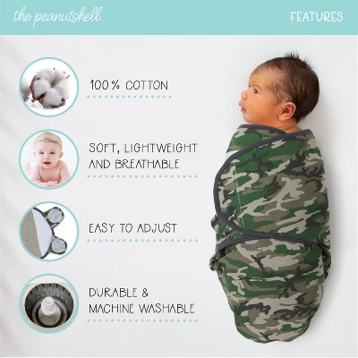 The Peanutshell Camo Elephant Swaddle Wrap For Newborn, Infant - 3-Pack 6 The Peanutshell Camo Elephant Swaddle Wrap For Newborn, Infant - 3-Pack - Image 4