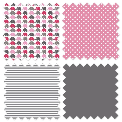 Bacati - Elephants Pink/Fuschia/Gray 4 Pc Toddler Bedding Set 10 Bacati - Elephants Pink/Fuschia/Gray 4 Pc Toddler Bedding Set - Image 8