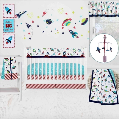 Bacati - Space Multicolor Boys Cotton Long Crib Rail Guard Cover 8 Bacati - Space Multicolor Boys Cotton Long Crib Rail Guard Cover - Image 6