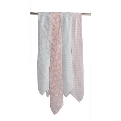 Bacati - Petals/Floral Muslin Swaddling Blankets Set Of 4 Aqua/Coral 5 Bacati - Petals/Floral Muslin Swaddling Blankets Set Of 4 Aqua/Coral - Image 3