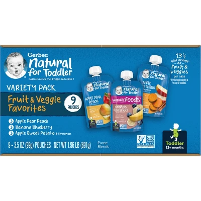 Gerber Toddler Fruit & Veggie Value Pack Baby Food Pouches - 9ct/31.5oz 7 Gerber Toddler Fruit & Veggie Value Pack Baby Food Pouches - 9ct/31.5oz - Image 5