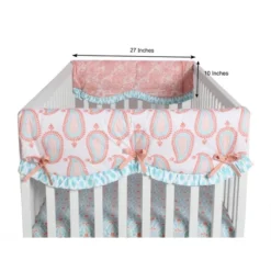 Bacati - Sophia Paisley Aqua/Coral Set Of 2 Small Side Crib Rail Guard Covers -Love To Dream Baby Shop GUEST 797cec9f 4dd7 4f71 bfb4 6d63ca392f9c