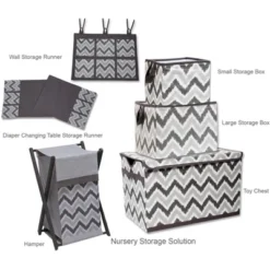 Bacati - Ikat Zigzag Gray Laundry Hamper With Wooden Frame -Love To Dream Baby Shop GUEST 79b019cd 4259 482f bf7e 485ab334f6cc