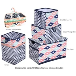Bacati - Emma Kilim Coral/Mint/Navy Collapsible Laundry Hamper -Love To Dream Baby Shop GUEST 7d3356a7 ab51 4db5 9e58 7988b858bb37