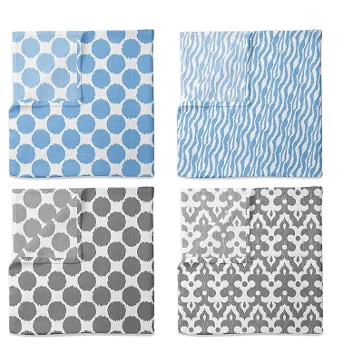 Bacati - Ikat Blue/Gray Swaddling Muslin Blankets Set Of 4 3 Bacati - Ikat Blue/Gray Swaddling Muslin Blankets Set Of 4