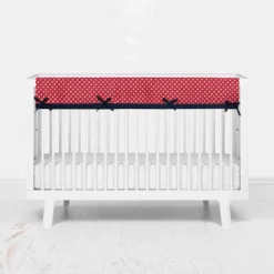 Bacati - Mix N Match Chevron/Dots Long Crib Rail Guard Cover Navy/Red