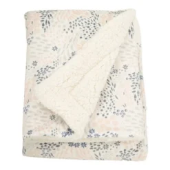Nicole Miller Abstract Floral Printed Mink/Sherpa Throw Blanket - White -Love To Dream Baby Shop GUEST 7f28b63d e4cf 468f 8e50 71f5e7aea75d