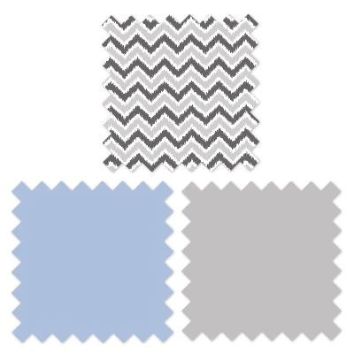 Bacati - Ikat Dots Zebra Blue Grey Boys 10 Pc Crib Set With Long Rail Guard Cover & 4 Muslin Swaddling Blankets 11 Bacati - Ikat Dots Zebra Blue Grey Boys 10 Pc Crib Set With Long Rail Guard Cover & 4 Muslin Swaddling Blankets - Image 9