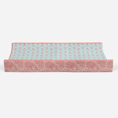 Bacati - Sophia Paisley Aqua/Coral Floret Changing Pad Cover 6 Bacati - Sophia Paisley Aqua/Coral Floret Changing Pad Cover - Image 4