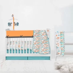 Bacati - Solid Aqua/Orange/Gray Long Crib Rail Guard Cover -Love To Dream Baby Shop GUEST 84f05f55 8aa2 4761 8fb7 0a2ab942130c