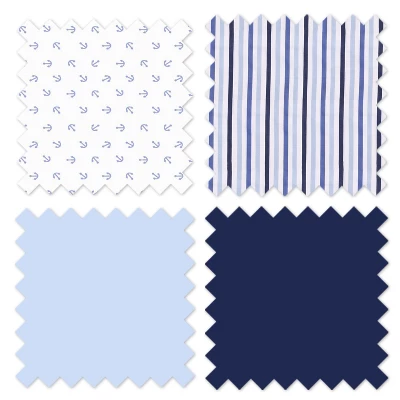 Bacati - Little Sailor Anchor Boat Blue Navy 6 Pc Crib Bedding Set With Long Rail Guard Cover 4 Bacati - Little Sailor Anchor Boat Blue Navy 6 Pc Crib Bedding Set With Long Rail Guard Cover - Image 2