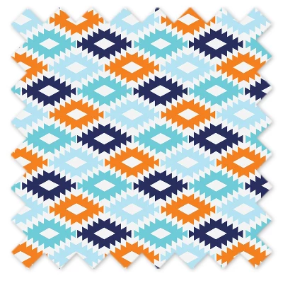 Bacati - Liam Aztec Print Kilim Aqua/Orange/Navy Crib/Toddler Bed Skirt 3 Bacati - Liam Aztec Print Kilim Aqua/Orange/Navy Crib/Toddler Bed Skirt