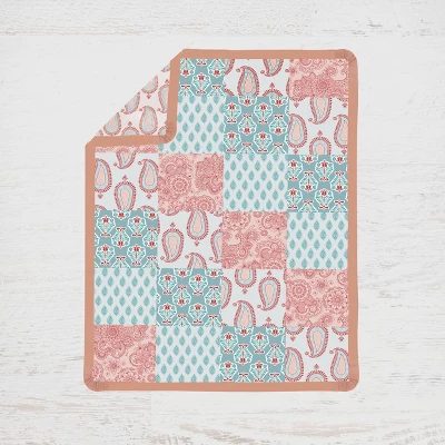 Bacati - Paisley Sophia Coral Aqua 3 Pc Crib Bedding Set 5 Bacati - Paisley Sophia Coral Aqua 3 Pc Crib Bedding Set - Image 3