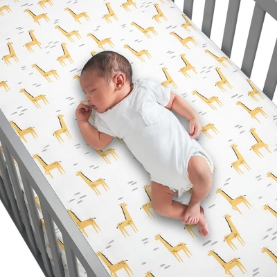 Lambs & Ivy Signature Giraffe Organic Cotton Fitted Crib Sheet - White/Yellow 3 Lambs & Ivy Signature Giraffe Organic Cotton Fitted Crib Sheet - White/Yellow
