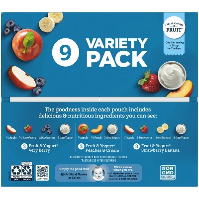 Gerber Fruit & Yogurt Pouch Variety Baby Snacks - 1.96oz/9pk Each 8 Gerber Fruit & Yogurt Pouch Variety Baby Snacks - 1.96oz/9pk Each - Image 6