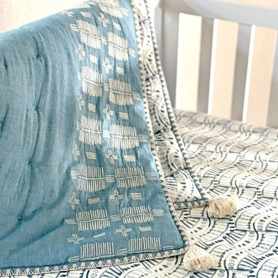 Crane Baby Quilted Baby Reversible Blanket - Caspian Chambray 10 Crane Baby Quilted Baby Reversible Blanket - Caspian Chambray - Image 8