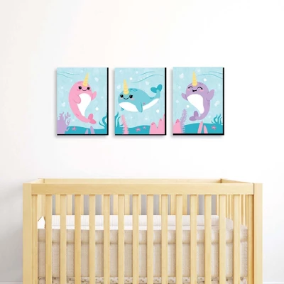 Big Dot Of Happiness Narwhal Girl - Under The Sea Nursery Wall Art And Kids Room Decorations - Gift Ideas - 7.5 X 10 Inches - Set Of 3 Prints 3 Big Dot Of Happiness Narwhal Girl - Under The Sea Nursery Wall Art And Kids Room Decorations - Gift Ideas - 7.5 X 10 Inches - Set Of 3 Prints