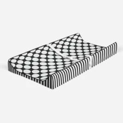 Bacati - Dots/Pin Stripes Black/White Large Dots Changing Pad Cover