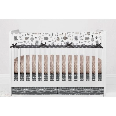 Bacati - Owls Gray/Beige Neutral Cotton Long Crib Rail Guard Cover 5 Bacati - Owls Gray/Beige Neutral Cotton Long Crib Rail Guard Cover - Image 3
