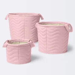 Quilted Fabric Small Round Storage Basket - Light Pink - Cloud Island™ -Love To Dream Baby Shop GUEST 907895a6 dfe9 415c abe2 fbffea3e20d5