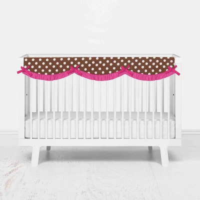 Bacati - Butterflies/Ladybugs Long Crib Rail Guard Cover Pink/Chocolate 4 Bacati - Butterflies/Ladybugs Long Crib Rail Guard Cover Pink/Chocolate - Image 2