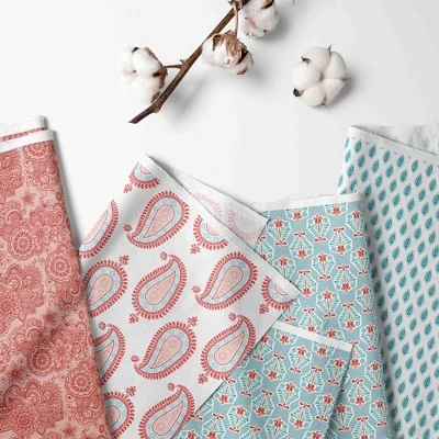 Bacati - Paisley Sophia Coral Aqua 3 Pc Crib Bedding Set 3 Bacati - Paisley Sophia Coral Aqua 3 Pc Crib Bedding Set