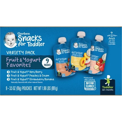 Gerber Fruit & Yogurt Pouch Variety Baby Snacks - 1.96oz/9pk Each 4 Gerber Fruit & Yogurt Pouch Variety Baby Snacks - 1.96oz/9pk Each - Image 2
