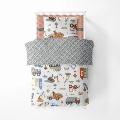 Bacati - Construction Yellow Orange Blue Gray 3 Pc Toddler Bed Sheet Set -Love To Dream Baby Shop GUEST 9886b346 c26e 4381 98c6 e2cd6cb9c642