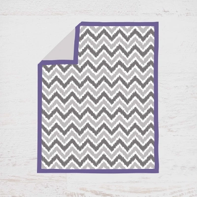 Bacati - Ikat Dots Leopard Purple Grey Muslin Girls 10 Pc Crib Set With Wall Hangings & Mobile 4 Bacati - Ikat Dots Leopard Purple Grey Muslin Girls 10 Pc Crib Set With Wall Hangings & Mobile - Image 2