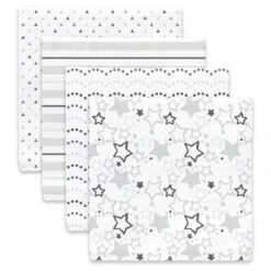 SwaddleDesigns Cotton Muslin Swaddle Blankets - Starshine Shimmer - 4pk - Sterling Gray -Love To Dream Baby Shop GUEST 9c0c03e6 994f 4deb 86e1 140fc6b7f213