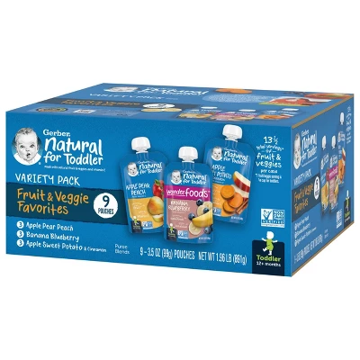Gerber Toddler Fruit & Veggie Value Pack Baby Food Pouches - 9ct/31.5oz 4 Gerber Toddler Fruit & Veggie Value Pack Baby Food Pouches - 9ct/31.5oz - Image 2
