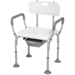 HOMCOM 3-in-1 Shower Chair With Back And Arms, Height Adjustable Bedside Commode, Raised Toilet Seat For Seniors, Disabled -Love To Dream Baby Shop GUEST 9cc37769 7868 41c6 bda7 310a64f97e2d