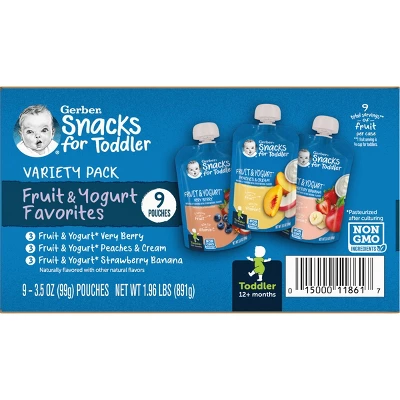 Gerber Fruit & Yogurt Pouch Variety Baby Snacks - 1.96oz/9pk Each 3 Gerber Fruit & Yogurt Pouch Variety Baby Snacks - 1.96oz/9pk Each