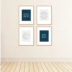 Big Dot Of Happiness Twinkle Twinkle Little Star - Unframed Moon & Cloud Nursery And Kids Room Linen Paper Wall Art - Set Of 4 Artisms - 8 X 10 Inches -Love To Dream Baby Shop GUEST a2785eb2 97b4 4c68 997b 65544968ea55