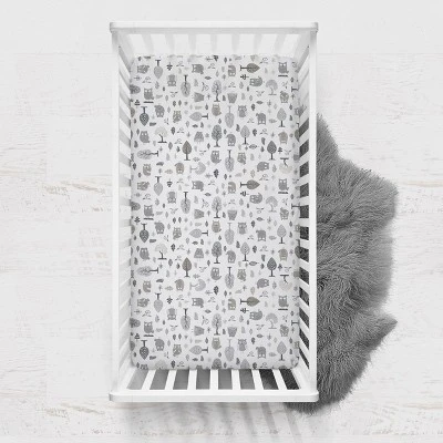 Bacati - Owls In The Woods Gray Beige 100 Percent Cotton Universal Baby US Standard Crib Or Toddler Bed Fitted Sheet 6 Bacati - Owls In The Woods Gray Beige 100 Percent Cotton Universal Baby US Standard Crib Or Toddler Bed Fitted Sheet - Image 4
