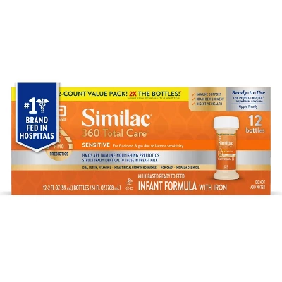 Similac 360 Total Care Sensitive Non-GMO Ready To Feed Powder Infant Formula - 2 Fl Oz Each/12ct 8 Similac 360 Total Care Sensitive Non-GMO Ready To Feed Powder Infant Formula - 2 Fl Oz Each/12ct - Image 6