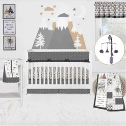 Bacati - Woodlands Gray/Beige Neutral Cotton Crib Rail Guard Covers Set Of 2 -Love To Dream Baby Shop GUEST a4ed0845 c6da 44bf bc02 175c3c1c57ba