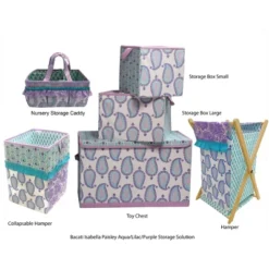 Bacati - Isabella Paisley Aqua/Lilac/Purple Collapsible Laundry Hamper -Love To Dream Baby Shop GUEST a5030de7 4635 4ed0 9e5c 0087363ac755