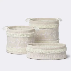 Tufted Fabric Medium Oval Storage Basket - Khaki And Cream - Cloud Island™ -Love To Dream Baby Shop GUEST a5122c5c ba50 4e4b 960f e64db315bc6d
