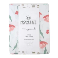 Honest Baby Organic Fitted Crib Sheet - Strawberry Pink Floral